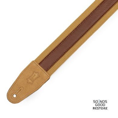 LEVY'S MC2CG-TAN-TAN Cotton Combo Guitar Strap – Tan Cotton with Tan Leather Strip