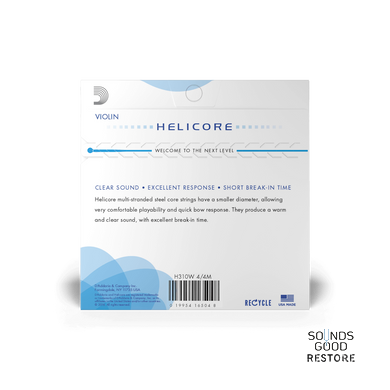 D'ADDARIO HELICORE VIOLIN STRING SET WOUND E 4/4 Scale Medium Tension