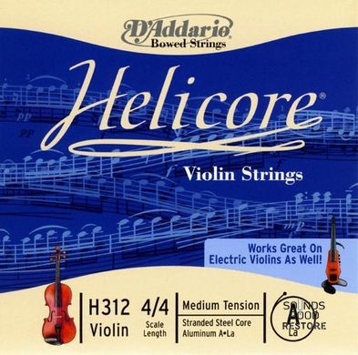 D'ADDARIO HELICORE VIOLIN SINGLE A STRING 4/4 Scale Medium Tension