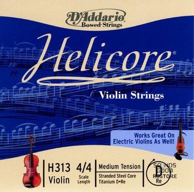 D'ADDARIO HELICORE VIOLIN SINGLE D STRING 4/4 Scale Medium Tension