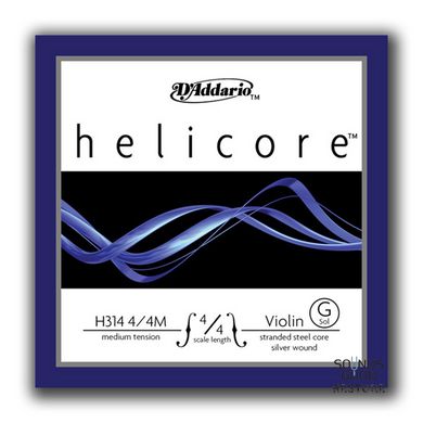 D'ADDARIO HELICORE VIOLIN SINGLE G STRING 4/4 Scale Medium Tension