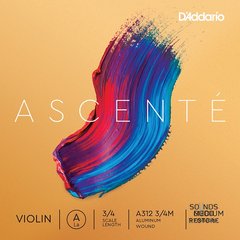 D'ADDARIO ASCENTÉ VIOLIN SINGLE A STRING 3/4 Scale Medium Tension