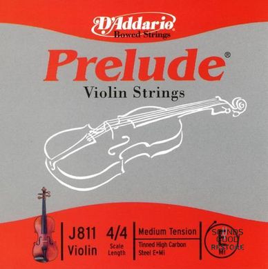 D'ADDARIO PRELUDE VIOLIN SINGLE E STRING 4/4 Scale Medium Tension